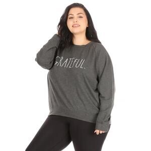 Women's "GRATEFUL" Rae Dunn Plus Size Studio Raglan Sweatshirt New In Package